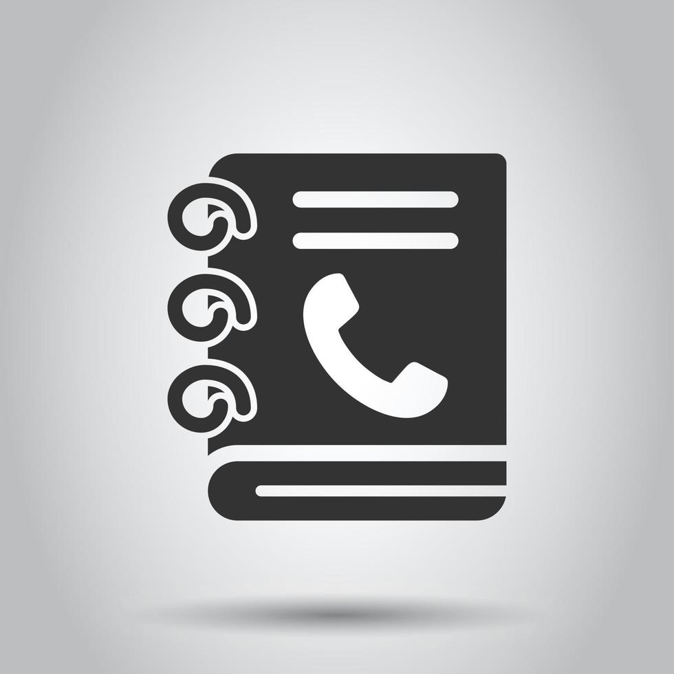 Adresse Telefonbuch-Symbol im flachen Stil. Telefonnotizbuch-Vektorillustration auf weißem lokalisiertem Hintergrund. Hotline-Kontakt-Geschäftskonzept. vektor