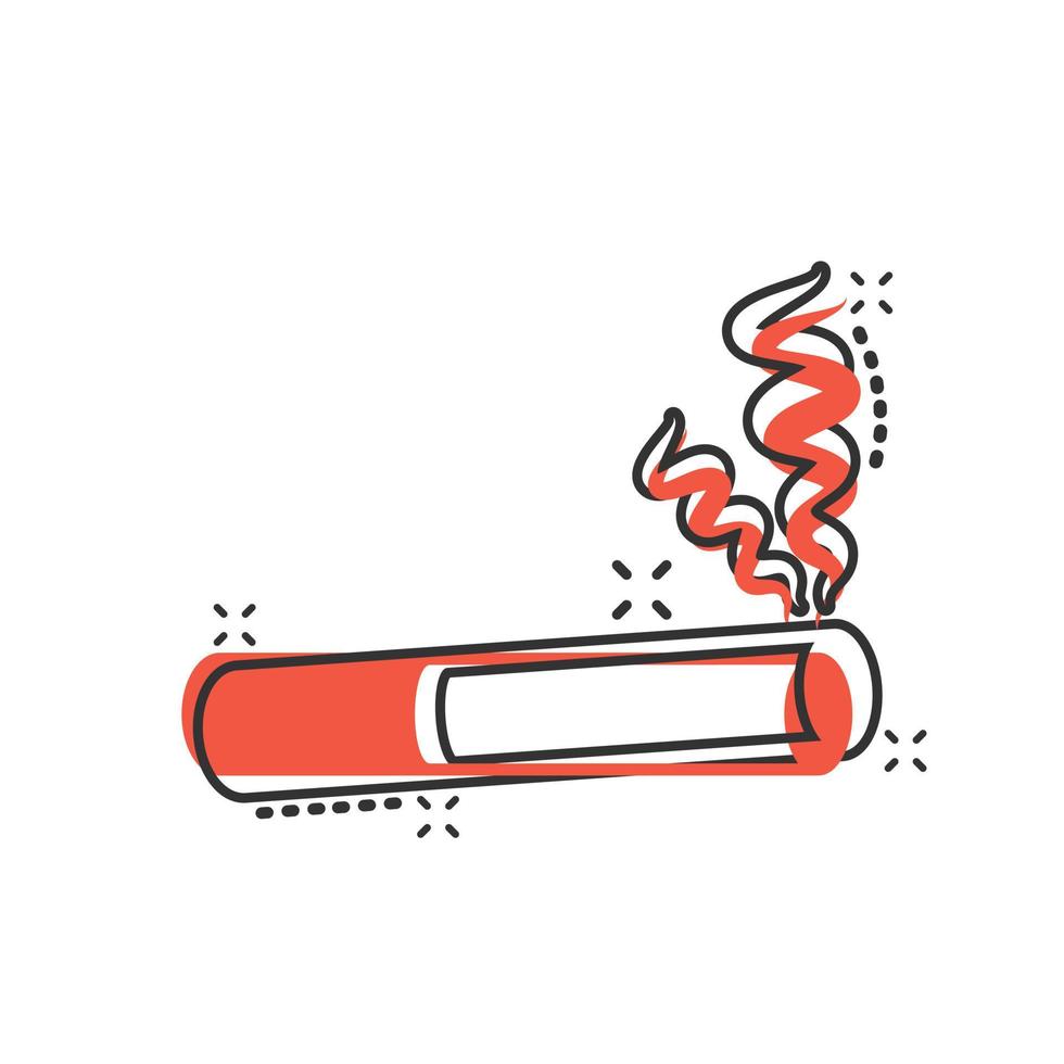cigarett ikon i komisk stil. rök tecknad serie vektor illustration på vit isolerat bakgrund. nikotin stänk effekt företag begrepp.