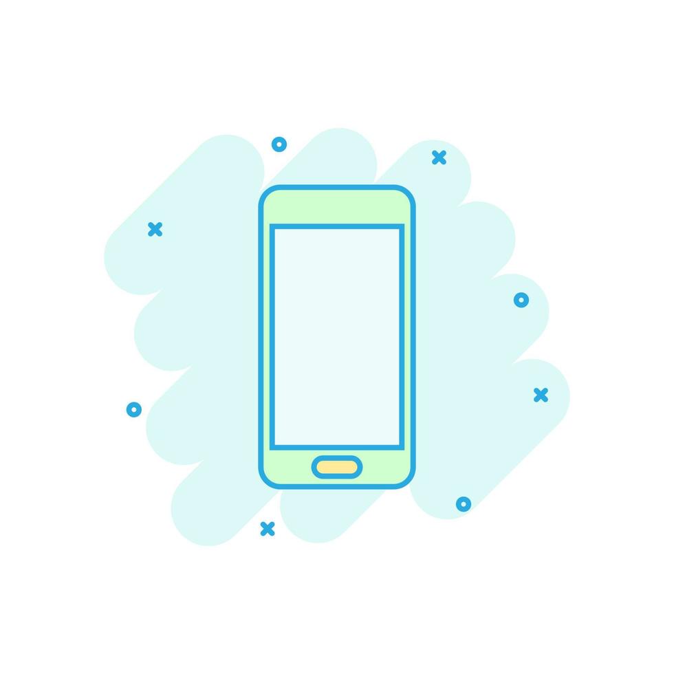 Telefon-Gerätezeichen-Symbol im Comic-Stil. Smartphone-Vektor-Cartoon-Illustration auf weißem, isoliertem Hintergrund. Telefon-Geschäftskonzept-Splash-Effekt. vektor