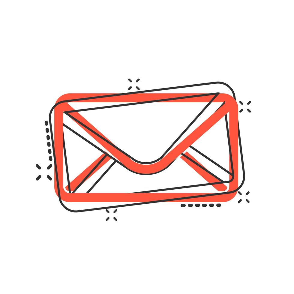 post kuvert ikon i komisk stil. motta e-post brev skräppost vektor tecknad serie illustration piktogram. post kommunikation företag begrepp stänk effekt.
