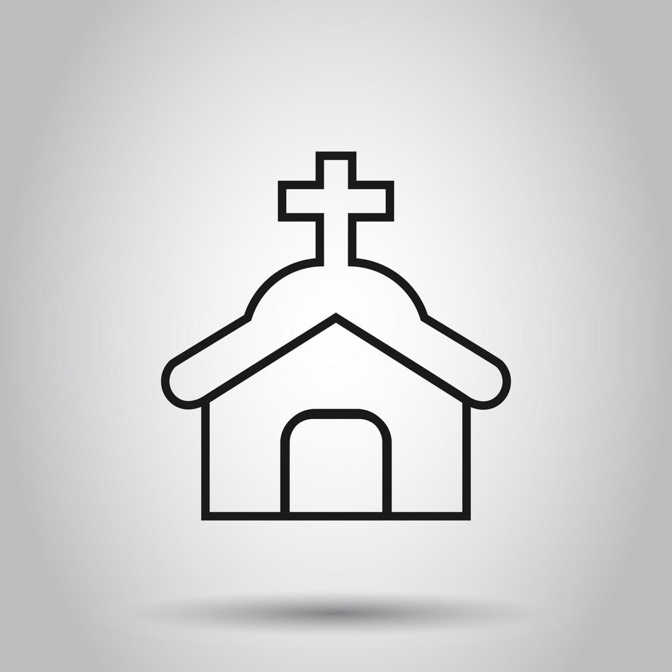 Kirche Symbol im eben Stil. Kapelle Vektor Illustration auf isoliert Hintergrund. religiös Gebäude Geschäft Konzept.