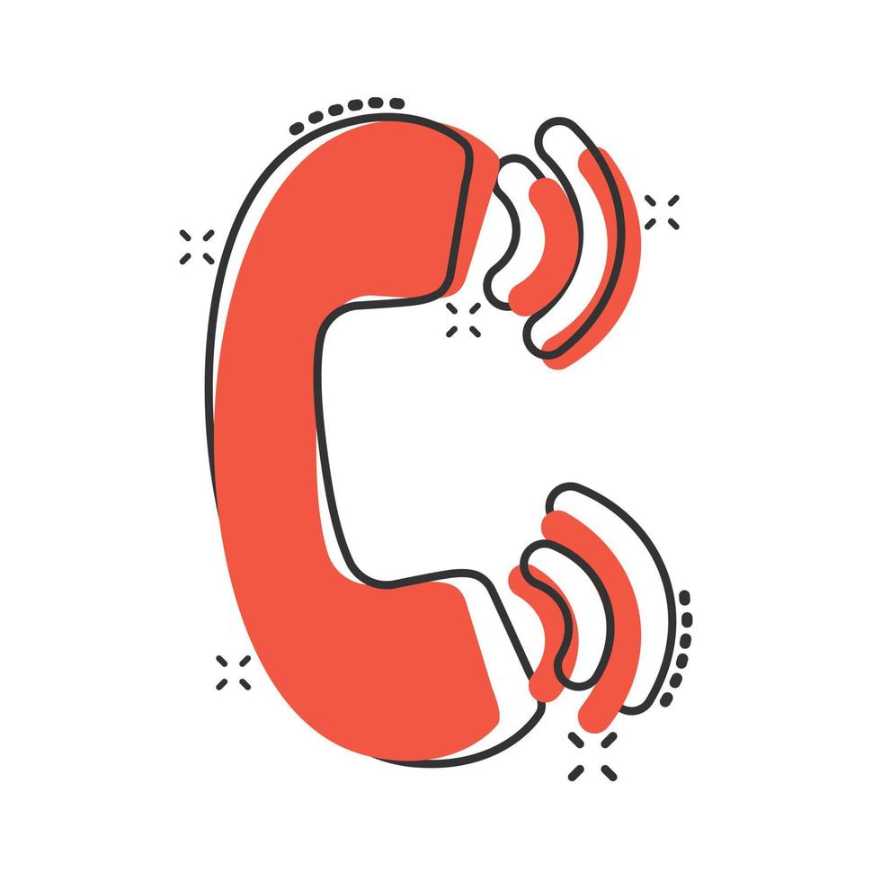 Handy-Symbol im Comic-Stil. Telefongespräch Cartoon-Vektor-Illustration auf weißem Hintergrund isoliert. Hotline-Kontakt-Splash-Effekt-Geschäftskonzept. vektor