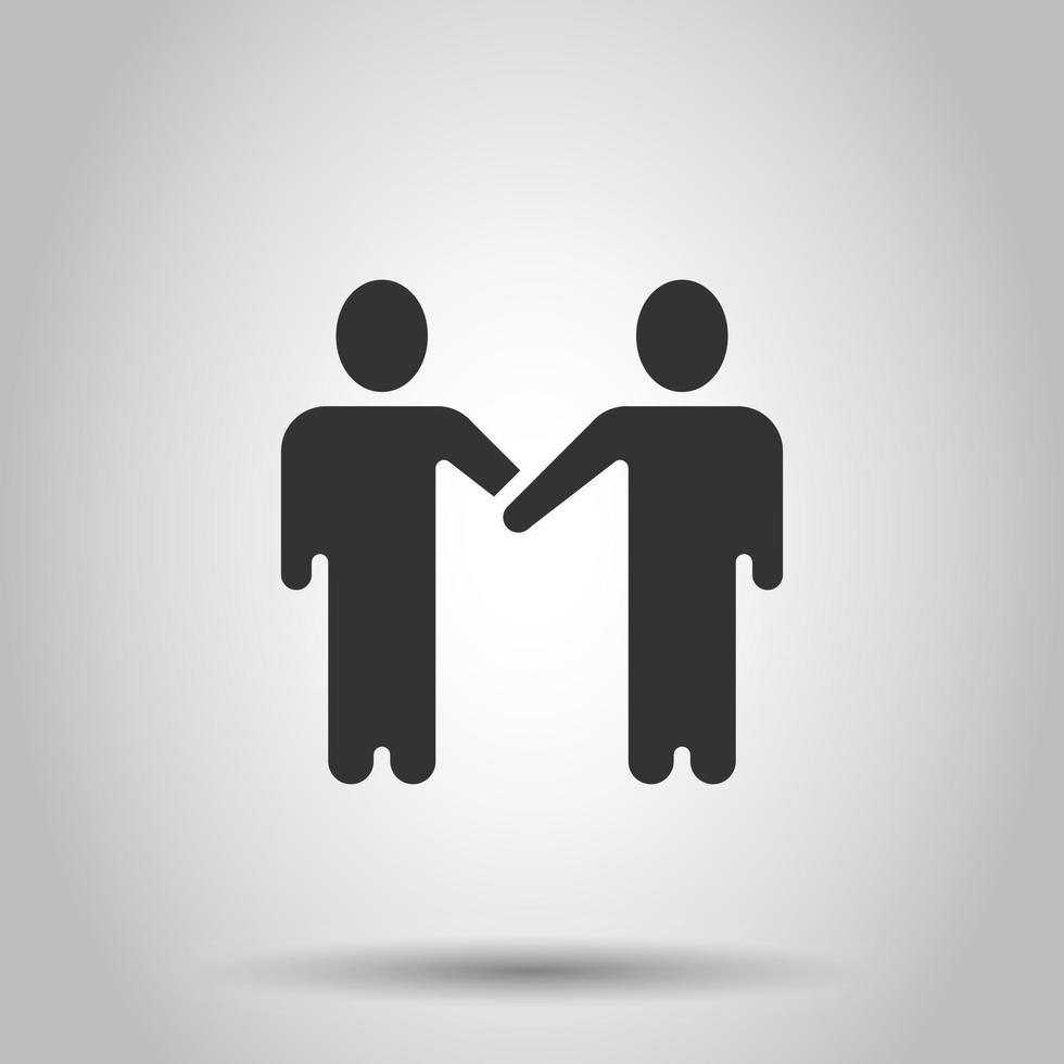 Grüße Geste Symbol im flachen Stil. Menschen-Handshake-Vektor-Illustration auf weißem Hintergrund isoliert. Handshake-Geschäftskonzept. vektor