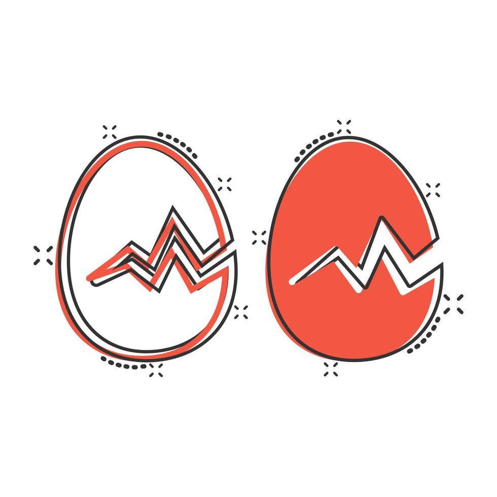 ägg ikon i komisk stil. frukost tecknad serie vektor illustration på vit isolerat bakgrund. äggskal stänk effekt företag begrepp.