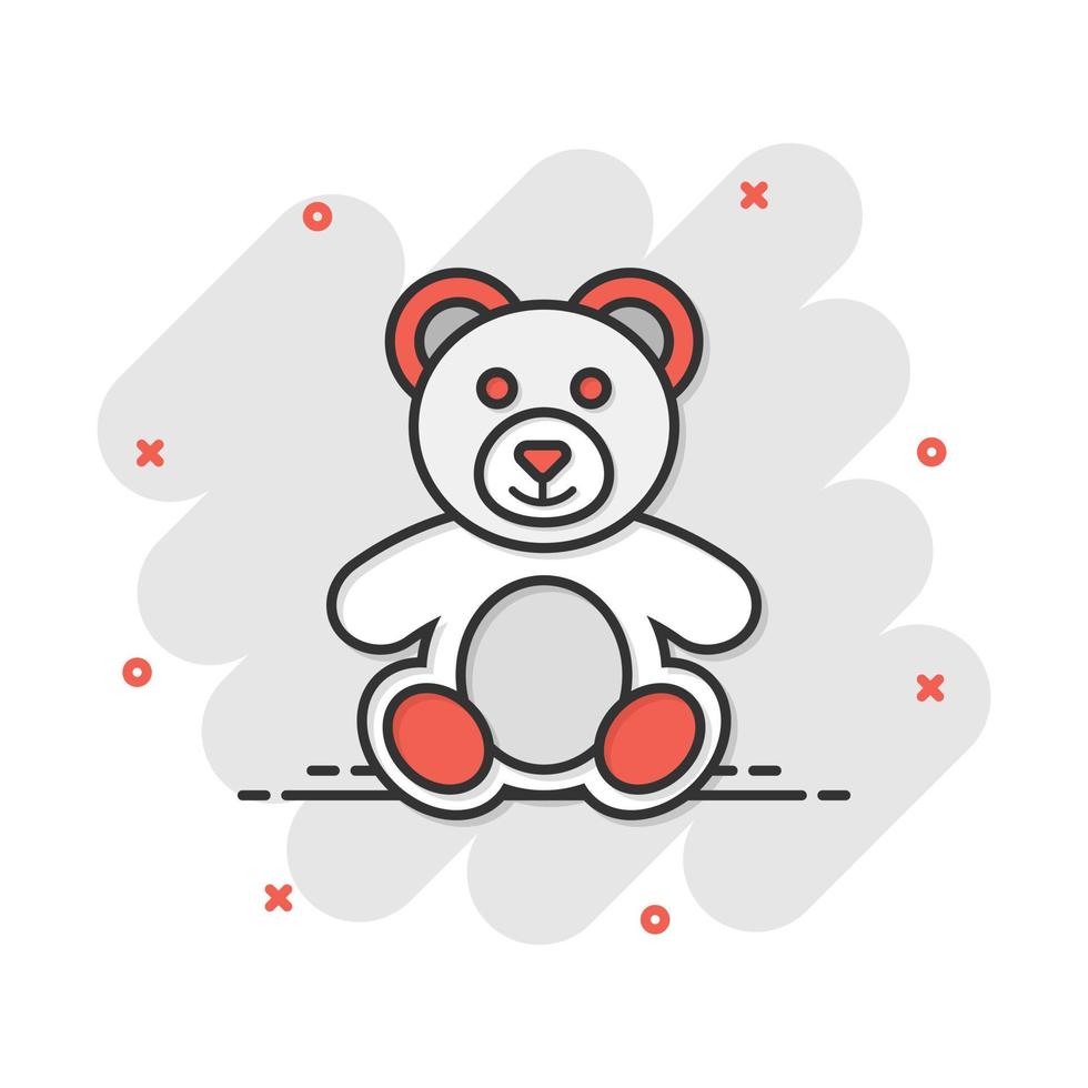 vektor tecknad serie teddy Björn plysch leksak ikon i komisk stil. teddy leksak tecken illustration piktogram. Björn företag stänk effekt begrepp.