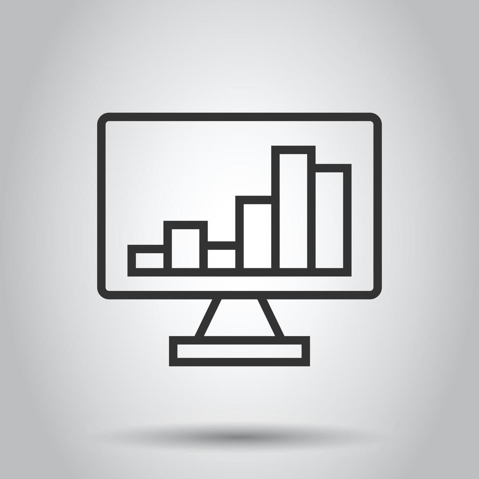 Website-Analytics-Symbol im flachen Stil. seo-datenvektorillustration auf weißem lokalisiertem hintergrund. Computerdiagramm Geschäftskonzept. vektor