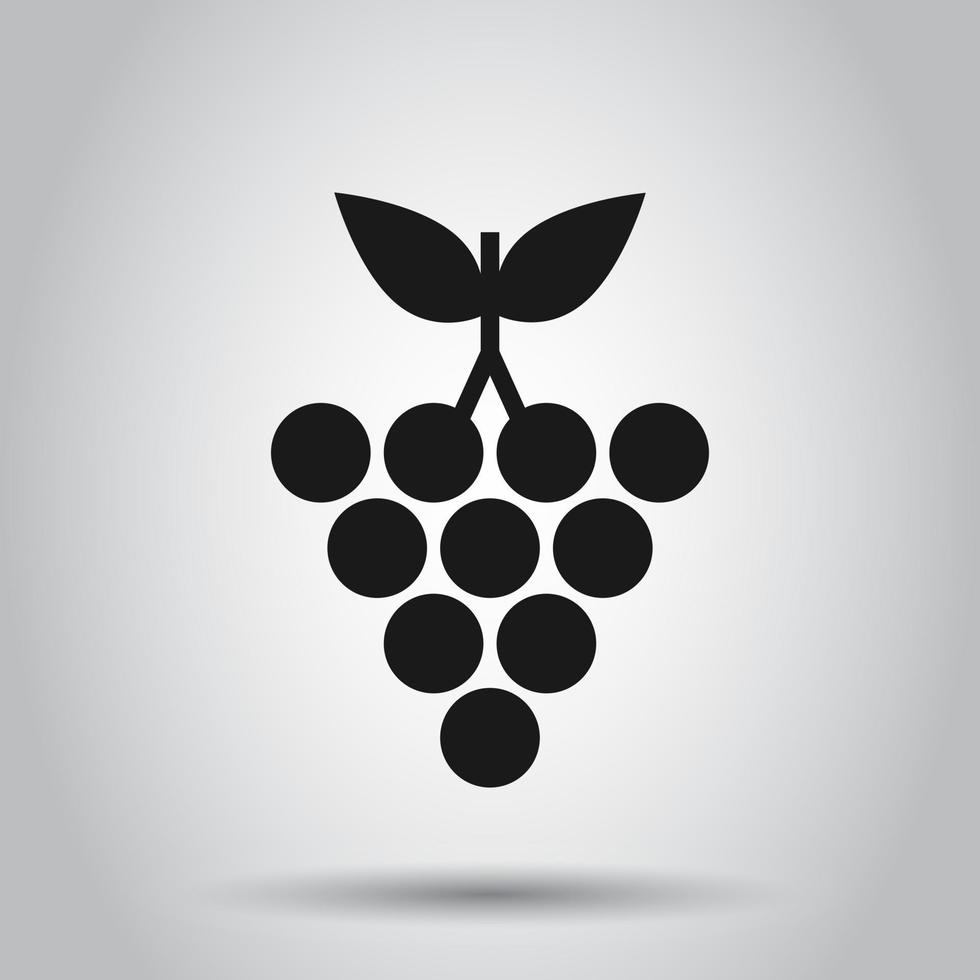 Traube Früchte Zeichen Symbol im eben Stil. Weinrebe Vektor Illustration auf isoliert Hintergrund. Wein Trauben Geschäft Konzept.