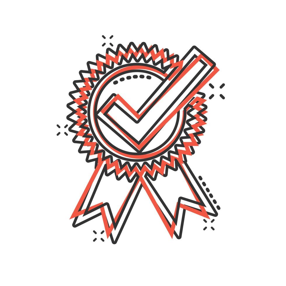 vinnare ikon i komisk stil. rosett tilldela tecknad serie vektor illustration på vit isolerat bakgrund. medalj stänk effekt företag begrepp.