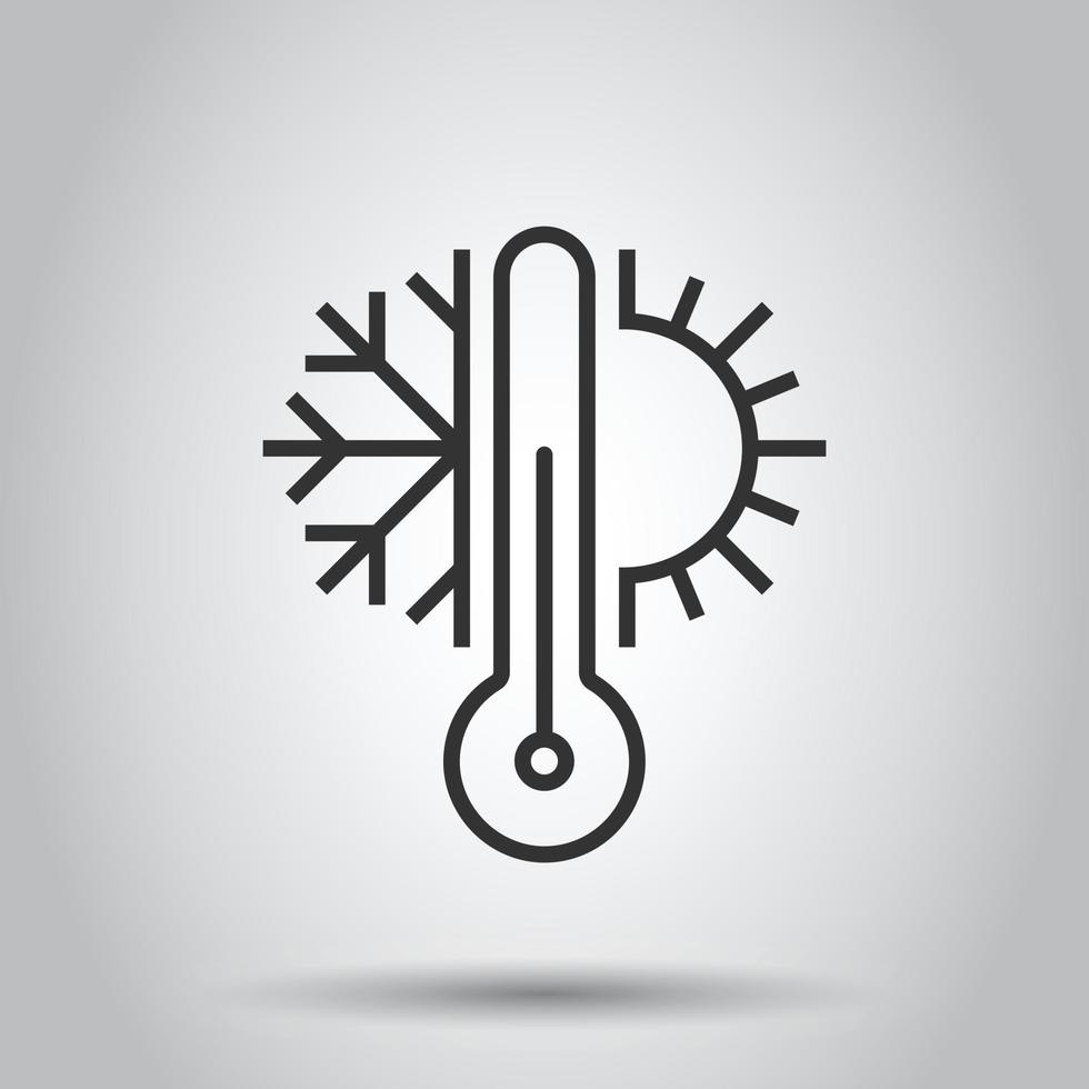 Klima Steuerung Symbol im eben Stil. Schneeflocke mit Sonne Vektor Illustration auf Weiß isoliert Hintergrund. Wetter Thermometer Geschäft Konzept.