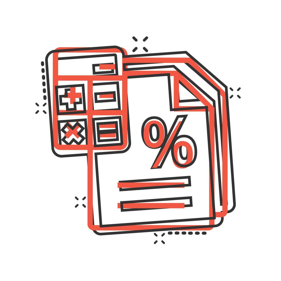 Steuerzahlungssymbol im Comic-Stil. Budget Rechnung Cartoon-Vektor-Illustration auf weißem Hintergrund isoliert. berechnen sie das geschäftskonzept des dokumentspritzeffekts. vektor
