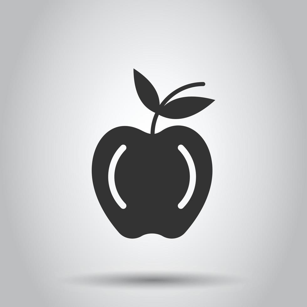 Apple-Symbol im flachen Stil. Vektorillustration der frischen Frucht auf weißem getrenntem Hintergrund. Geschäftskonzept für saftige Lebensmittel. vektor