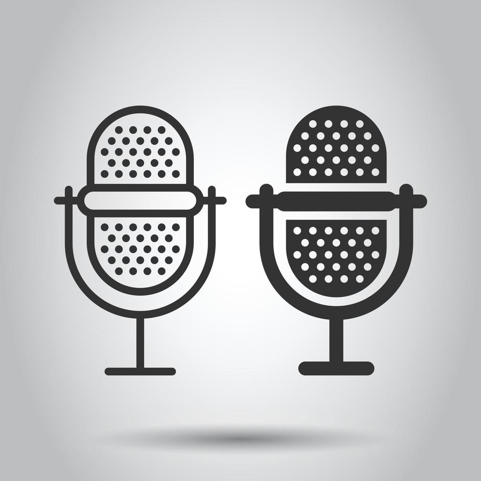 mikrofon ikon i platt stil. studio mikrofon vektor illustration på vit isolerat bakgrund. audio spela in företag begrepp.