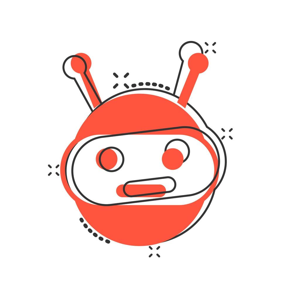 süß Roboter Chatbot Symbol im Comic Stil. bot Operator Vektor Karikatur Illustration Piktogramm Spritzen Wirkung.