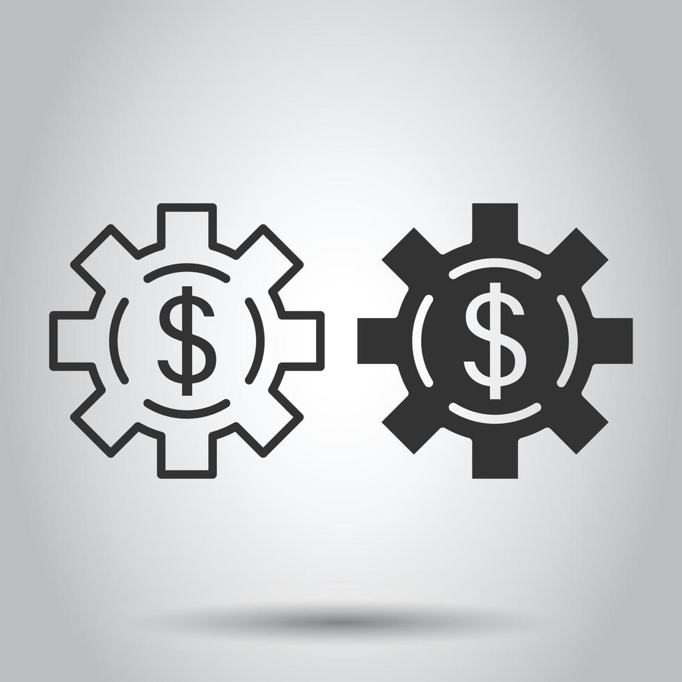 pengar inkomst ikon i platt stil. dollar mynt vektor illustration på vit isolerat bakgrund. finansiera strukturera företag begrepp.