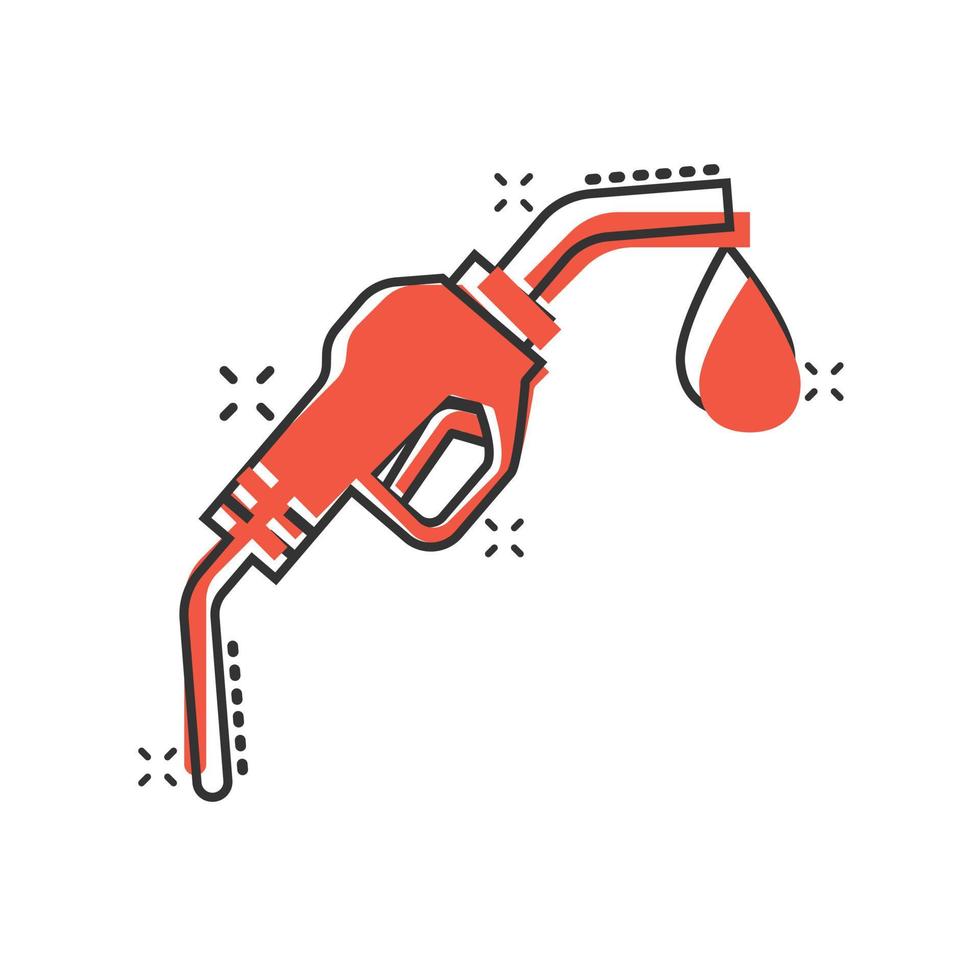 bränsle pump ikon i komisk stil. gas station tecknad serie tecken vektor illustration på vit isolerat bakgrund. bensin stänk effekt företag begrepp.