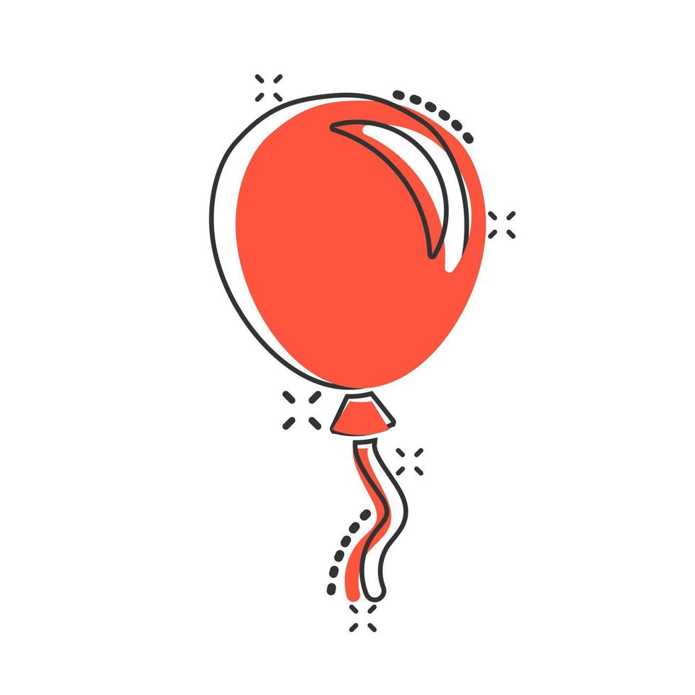 Vektor-Cartoon-Luftballon-Symbol im Comic-Stil. geburtstag ballon konzept illustration piktogramm. Ballon-Business-Splash-Effekt-Konzept. vektor