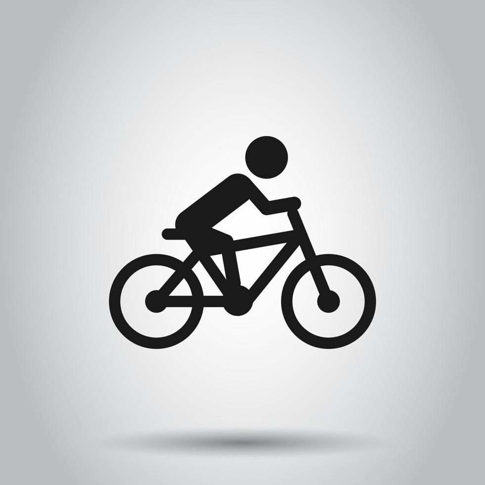 Menschen auf Fahrrad Zeichen Symbol im eben Stil. Fahrrad Vektor Illustration auf isoliert Hintergrund. Männer Radfahren Geschäft Konzept.