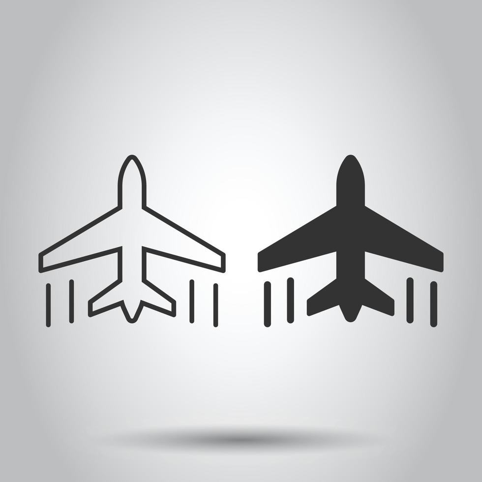 Flugzeug-Symbol im flachen Stil. Flugzeug-Vektor-Illustration auf weißem Hintergrund isoliert. Geschäftskonzept für Fluglinienflugzeuge. vektor