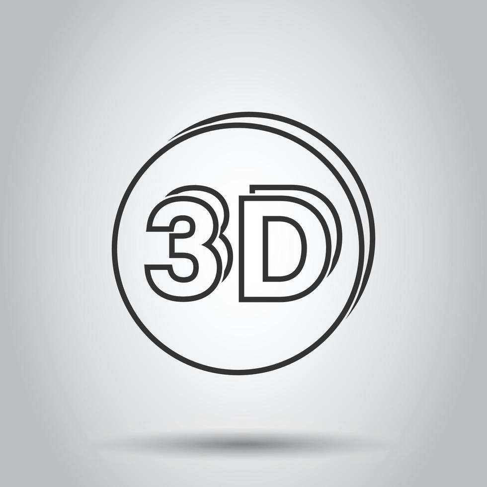3D-Textsymbol im flachen Stil. Wort-Vektor-Illustration auf weißem Hintergrund isoliert. Geschäftskonzept für stereoskopische Technologie. vektor