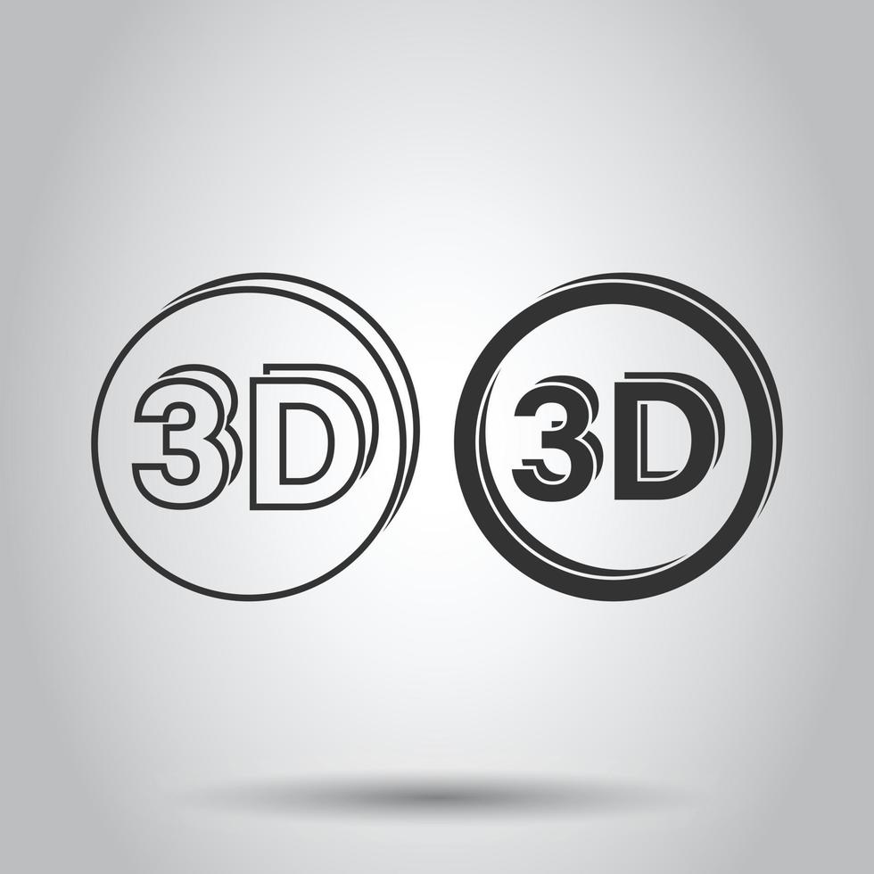 3D-Textsymbol im flachen Stil. Wort-Vektor-Illustration auf weißem Hintergrund isoliert. Geschäftskonzept für stereoskopische Technologie. vektor