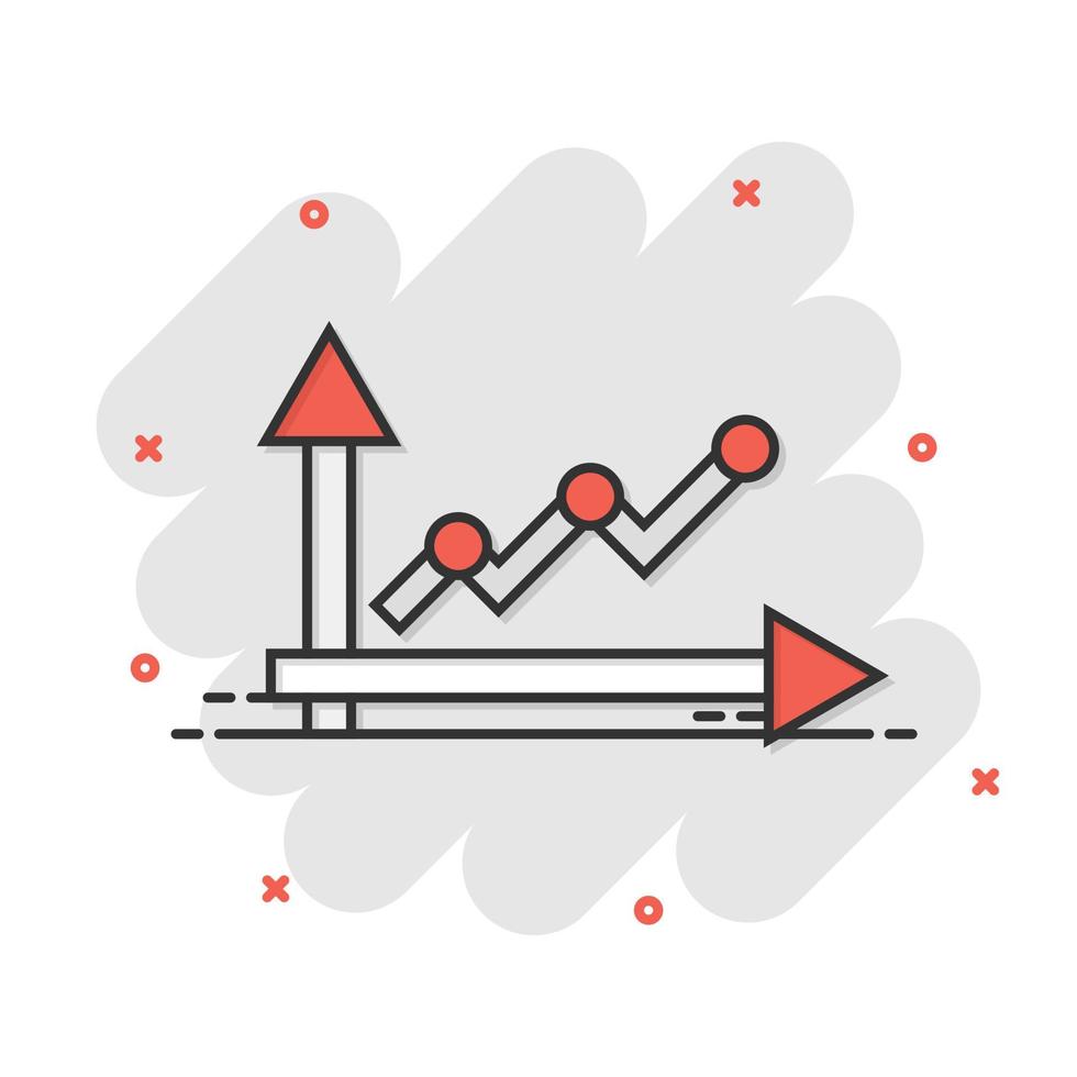 Markttrend-Ikone im Comic-Stil. Finanzwachstum Cartoon-Vektor-Illustration auf weißem Hintergrund isoliert. Splash-Effekt-Geschäftskonzept erhöhen. vektor
