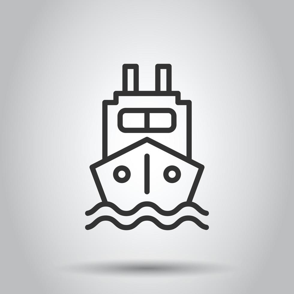 Tourismus-Schiff-Symbol im flachen Stil. Fischerboot-Vektorillustration auf weißem getrenntem Hintergrund. Tanker Ziel Geschäftskonzept. vektor