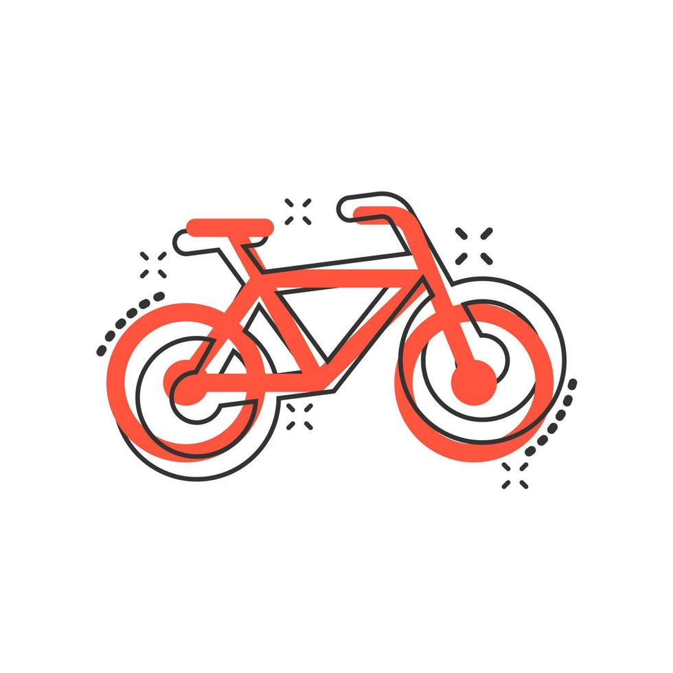 Fahrrad-Schild-Symbol im Comic-Stil. Fahrrad-Vektor-Cartoon-Illustration auf weißem Hintergrund isoliert. radfahren geschäftskonzept splash effekt. vektor