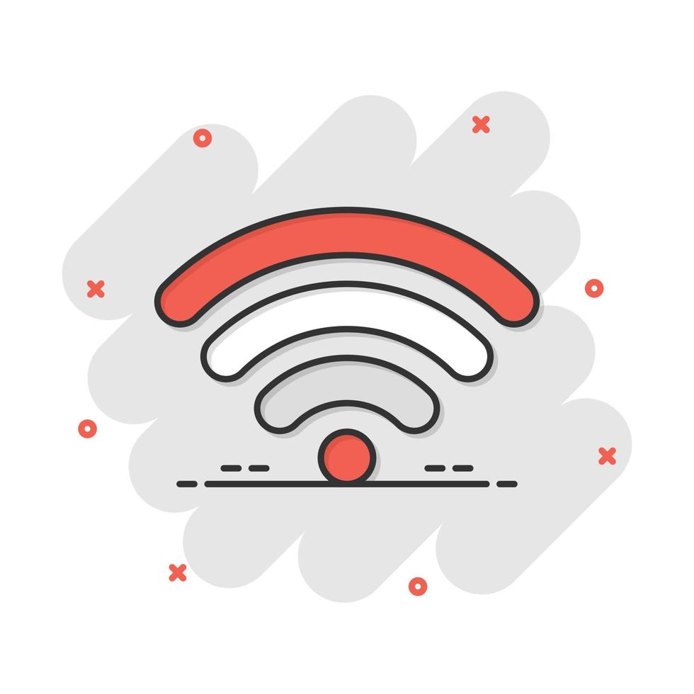 WLAN-Internet-Symbol im Comic-Stil. Wi-Fi-Wireless-Technologie-Vektor-Cartoon-Illustration-Piktogramm. Netzwerk-Wifi-Geschäftskonzept-Splash-Effekt. vektor