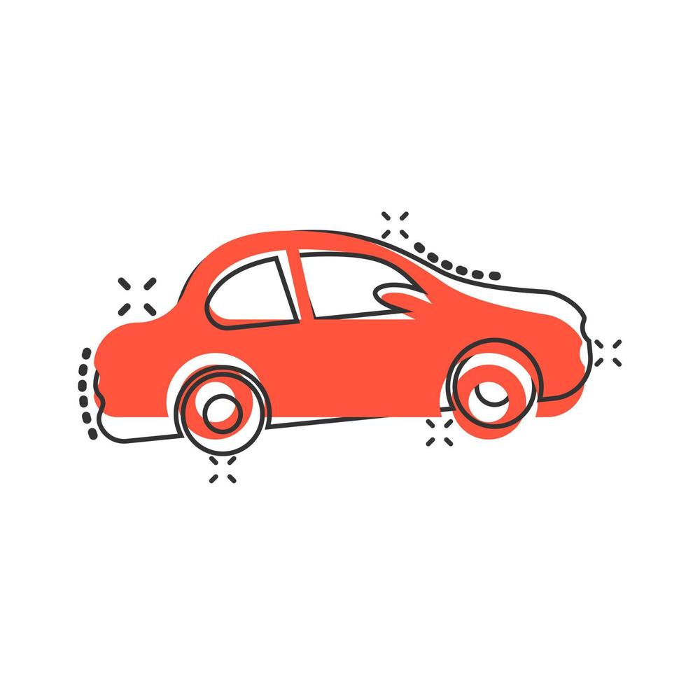Auto-Symbol im Comic-Stil. Auto Vektor Cartoon Illustration Piktogramm. Auto-Business-Konzept-Splash-Effekt.