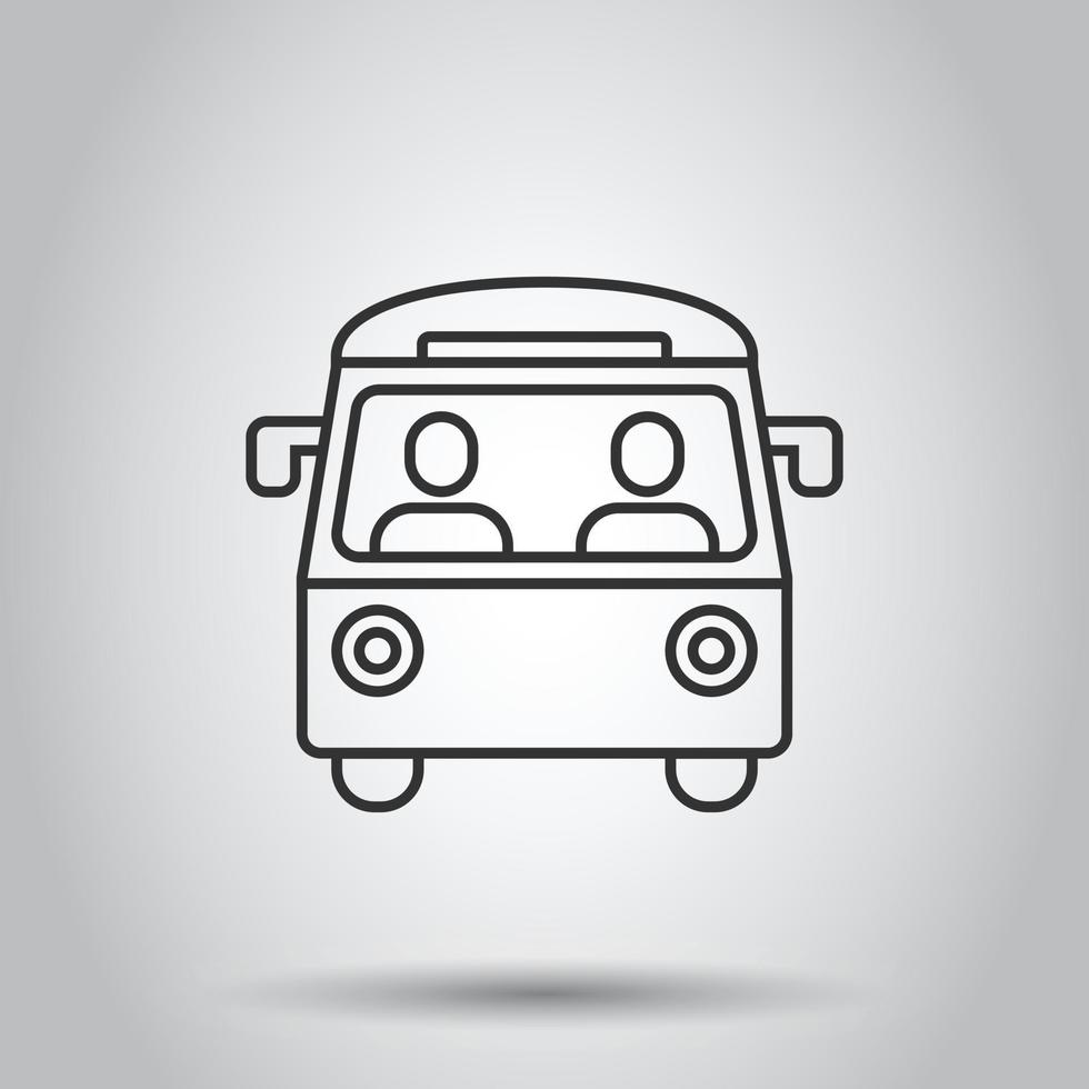 Bus-Symbol im flachen Stil. Trainer-Vektor-Illustration auf weißem Hintergrund isoliert. Geschäftskonzept für Autobus-Fahrzeuge. vektor