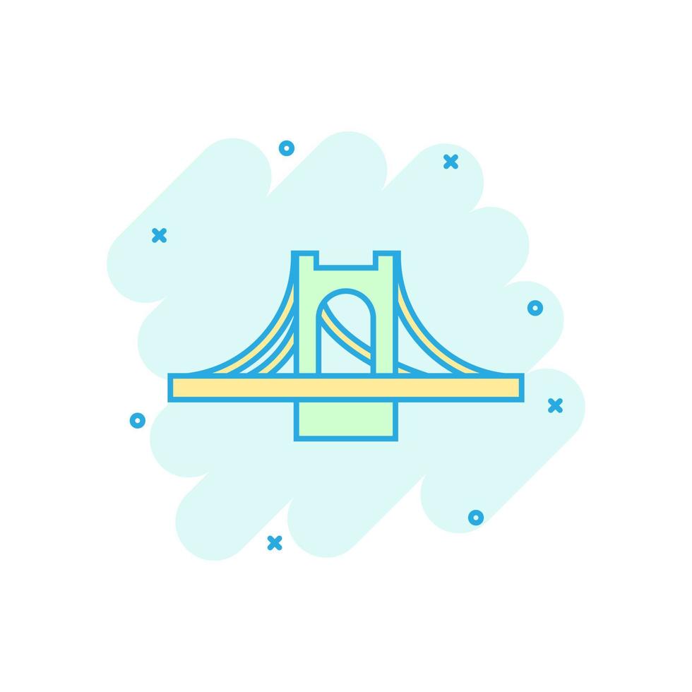 bro tecken ikon i komisk stil. klaffbro vektor tecknad serie illustration på vit isolerat bakgrund. väg företag begrepp stänk effekt.