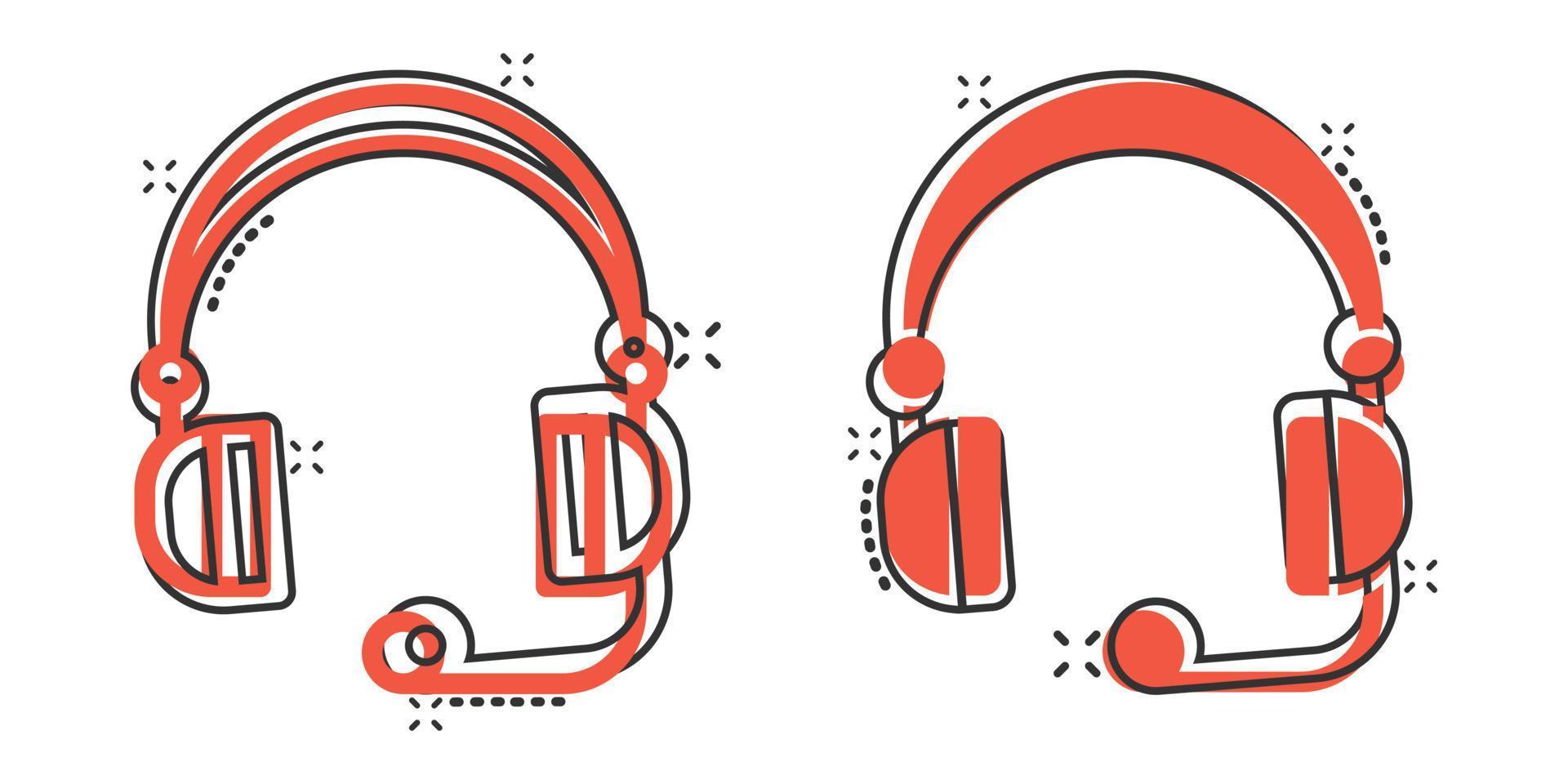 Helpdesk-Symbol im Comic-Stil. Kopfhörerkarikatur-Vektorillustration auf weißem lokalisiertem Hintergrund. Chat-Operator-Splash-Effekt-Geschäftskonzept. vektor