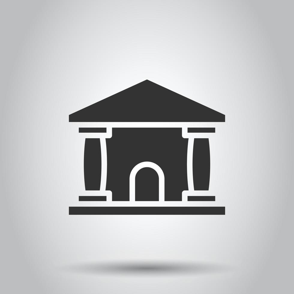 Bankgebäude-Symbol im flachen Stil. Regierungsarchitektur-Vektorillustration auf weißem Hintergrund. Museum Exterieur Geschäftskonzept. vektor