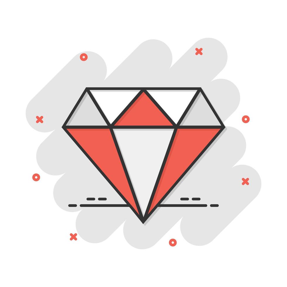 Vektor-Cartoon-Diamant-Juwel-Edelstein-Symbol im Comic-Stil. Diamant-Edelstein-Illustrations-Piktogramm. Schmuck brillantes Business-Splash-Effekt-Konzept. vektor