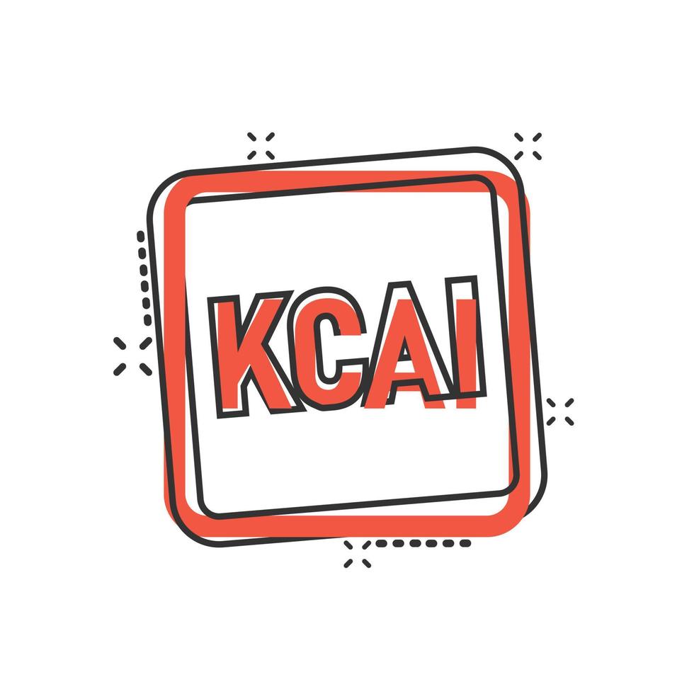 kcal ikon i komisk stil. diet tecknad serie vektor illustration på vit isolerat bakgrund. kalorier stänk effekt företag begrepp.
