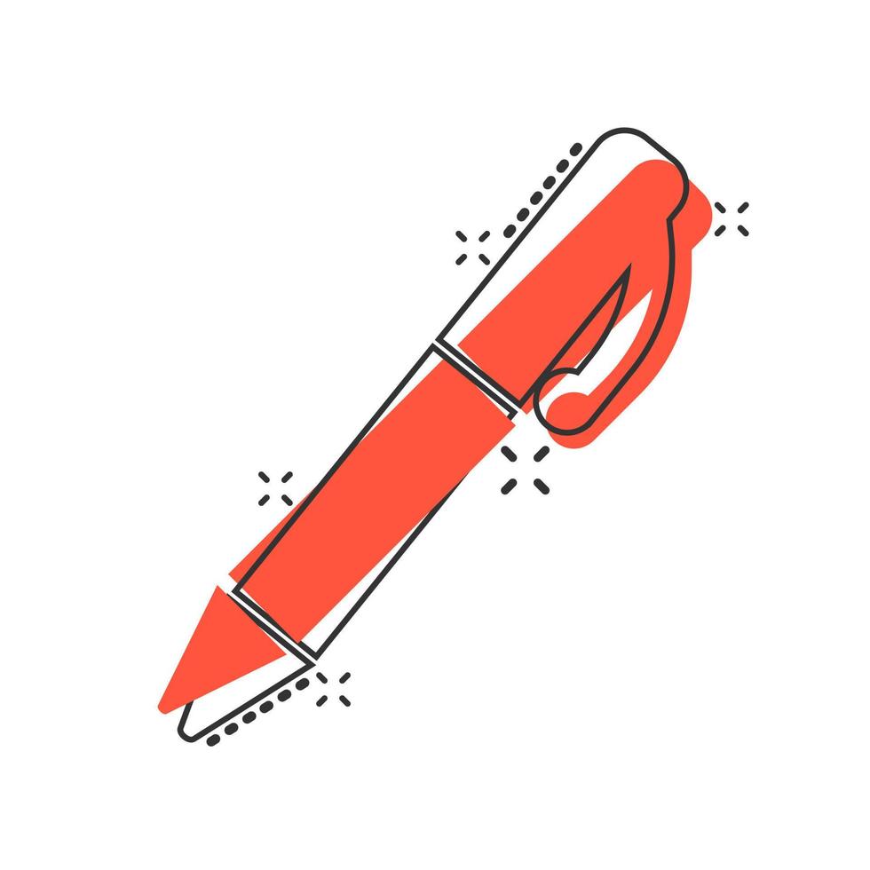 Stift-Symbol im Comic-Stil. Textmarker Vektor Cartoon Illustration Piktogramm. Stift-Business-Konzept-Splash-Effekt.