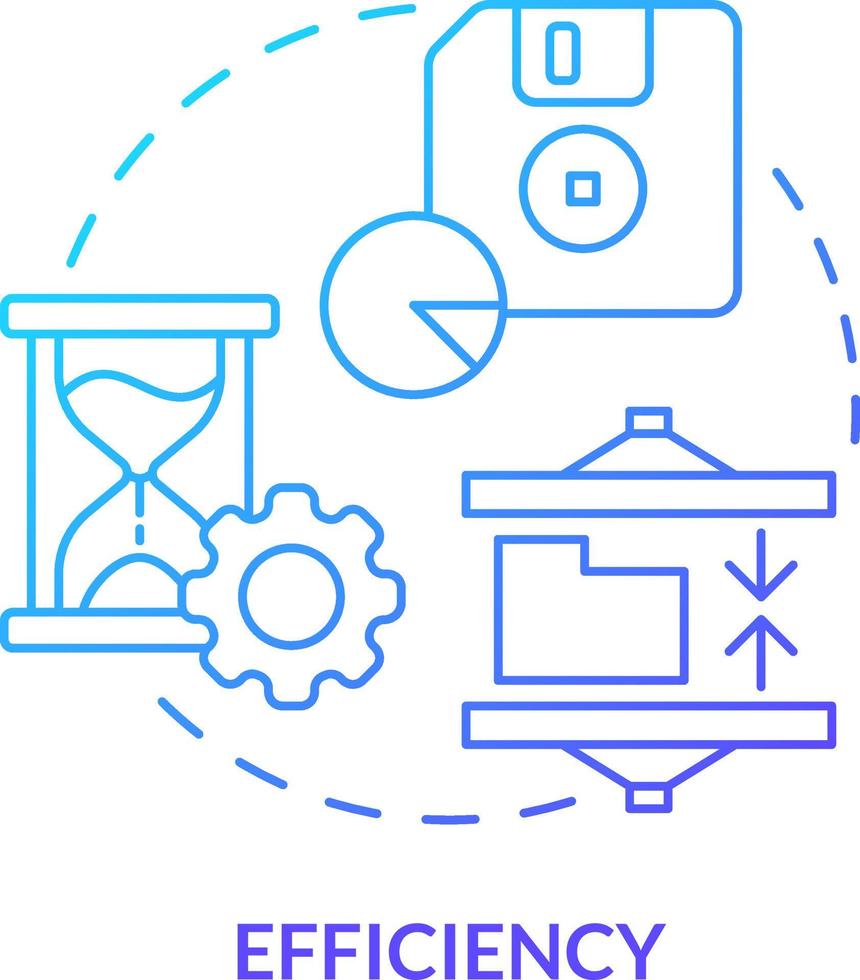 Effizienz Blau Gradient Konzept Symbol. Code Ausführung und Leistung. Feature von Programmierung Sprachen abstrakt Idee dünn Linie Illustration. isoliert Gliederung Zeichnung vektor