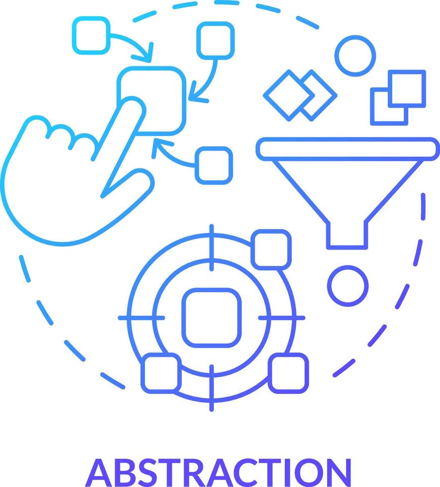 abstraktion blå lutning begrepp ikon. definiera nödvändig data. funktion av programmering språk abstrakt aning tunn linje illustration. isolerat översikt teckning vektor