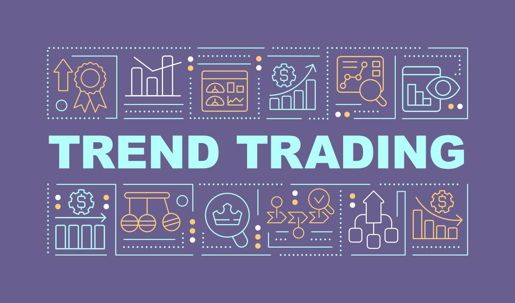 trend handel ord begrepp lila baner. stock marknadsföra. infographics med redigerbar ikoner på Färg bakgrund. isolerat typografi. vektor illustration med text