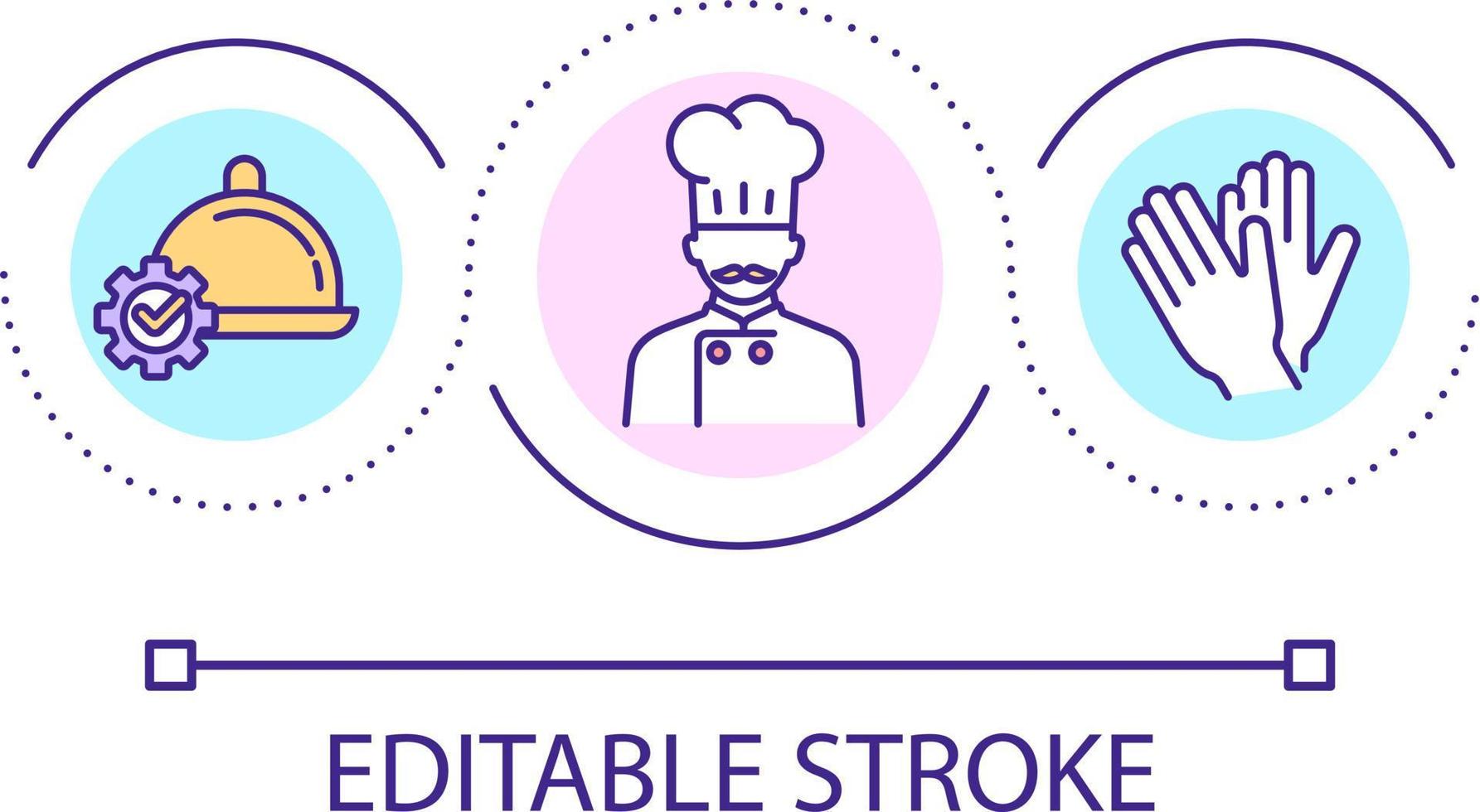 professionell kock slinga begrepp ikon. anpassat måltid förberedelse abstrakt aning tunn linje illustration. kök professionell. bra matsal. isolerat översikt teckning. redigerbar stroke vektor