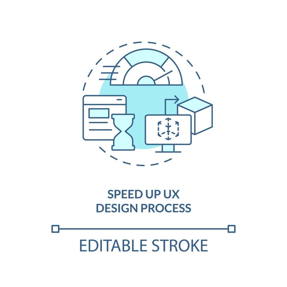 hastighet upp ux design bearbeta turkos begrepp ikon. använder sig av förtrogenhet fördel abstrakt aning tunn linje illustration. isolerat översikt teckning. redigerbar stroke vektor