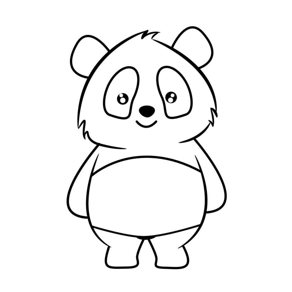 sida av färg bok för barn. söt panda. hand målad djur- skisser i en enkel stil vektor