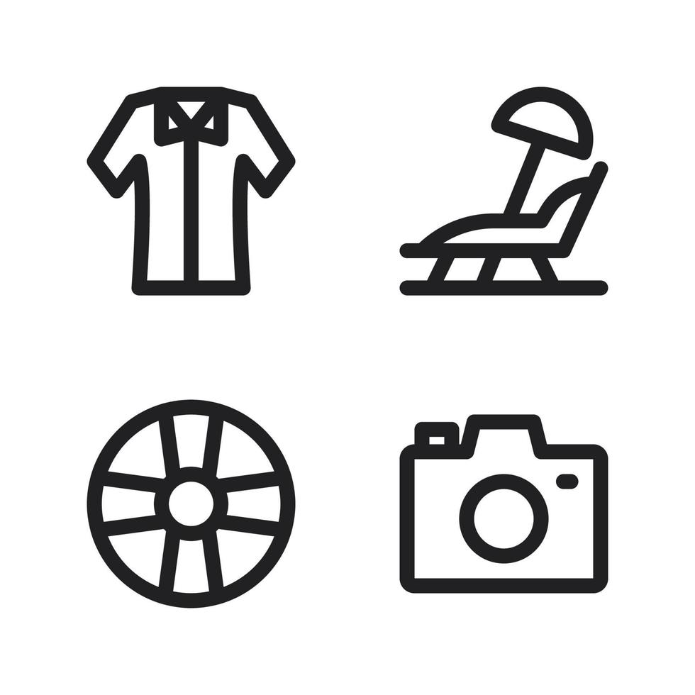 sommar Semester ikoner uppsättning. skjorta, strand, livboj, kamera . perfekt för hemsida mobil app, app ikoner, presentation, illustration och några Övrig projekt vektor