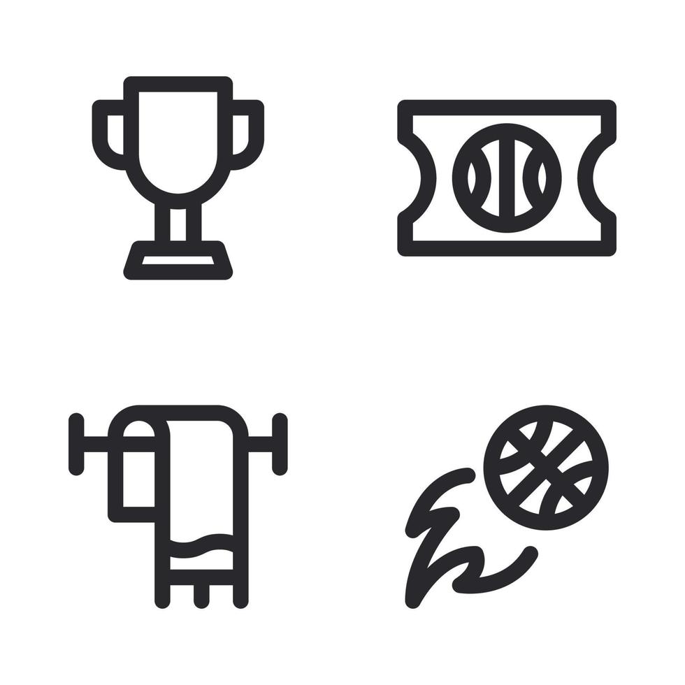 Basketball Symbole Satz. Trophäe, Fahrkarte, Handtuch, schießen Ball. perfekt zum Webseite Handy, Mobiltelefon Anwendung, App Symbole, Präsentation, Illustration und irgendein andere Projekte vektor