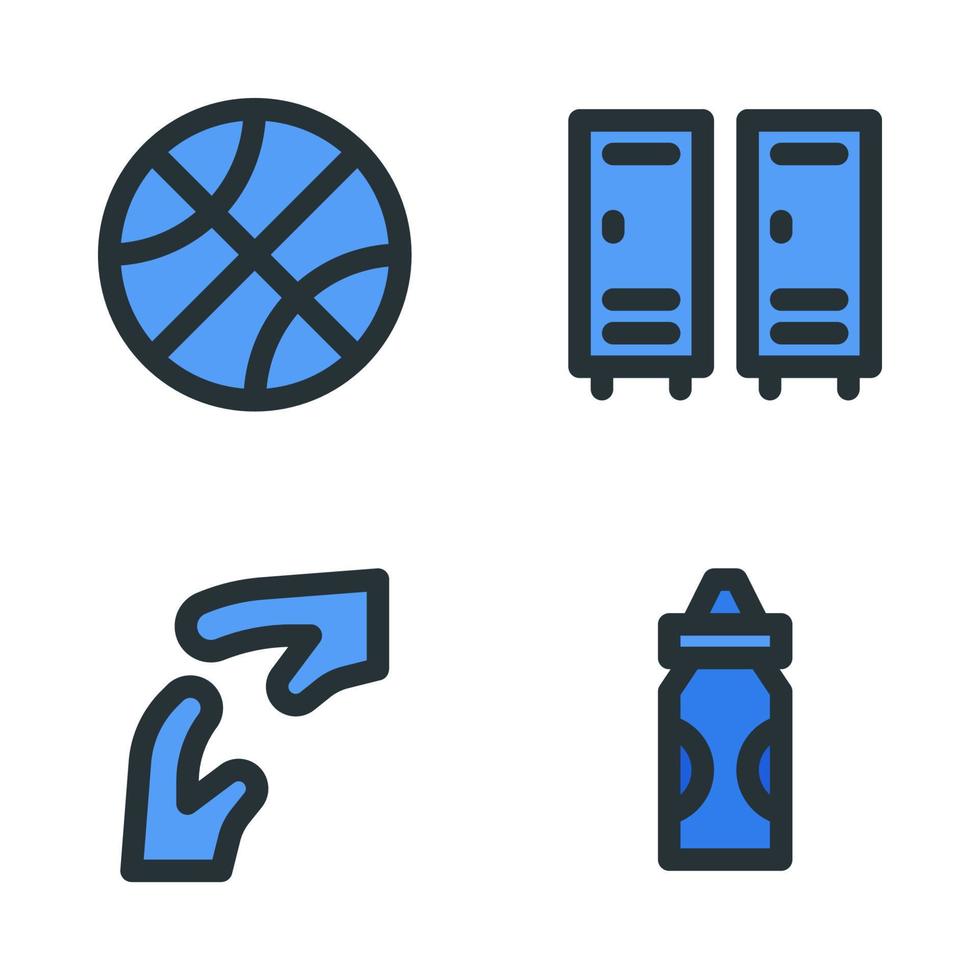 Basketball Symbole Satz. Ball, Schließfach Zimmer, Zeit aus, Flasche. perfekt zum Webseite Handy, Mobiltelefon Anwendung, App Symbole, Präsentation, Illustration und irgendein andere Projekte vektor