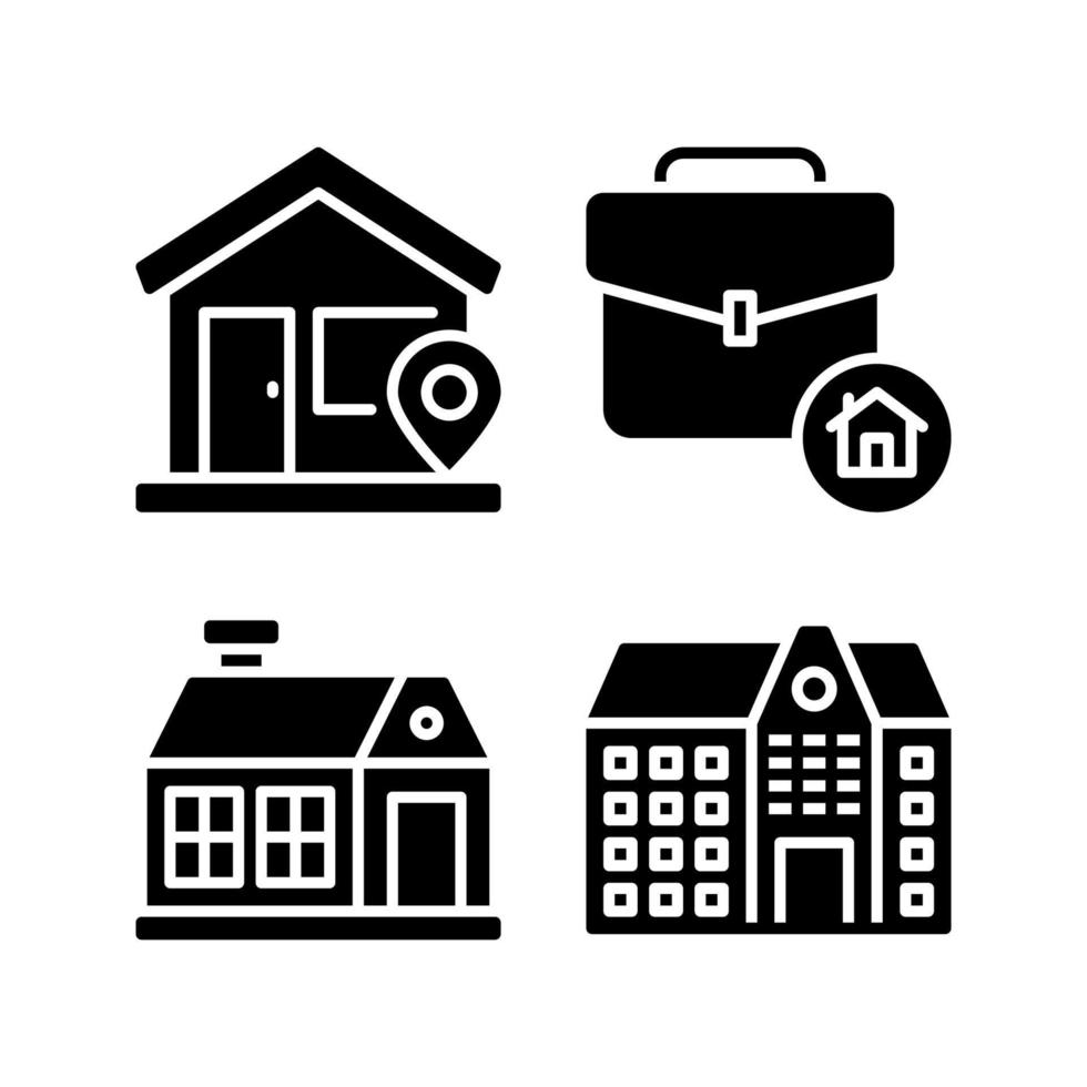 echt Nachlass Symbole Satz. Zuhause Stift, Aktentasche, Haus, Wohnung. perfekt zum Webseite Handy, Mobiltelefon Anwendung, App Symbole, Präsentation, Illustration und irgendein andere Projekte vektor