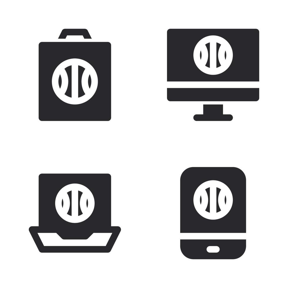 Basketball Symbole Satz. Zwischenablage, Monitor, Laptop, Smartphone. perfekt zum Webseite Handy, Mobiltelefon Anwendung, App Symbole, Präsentation, Illustration und irgendein andere Projekte vektor