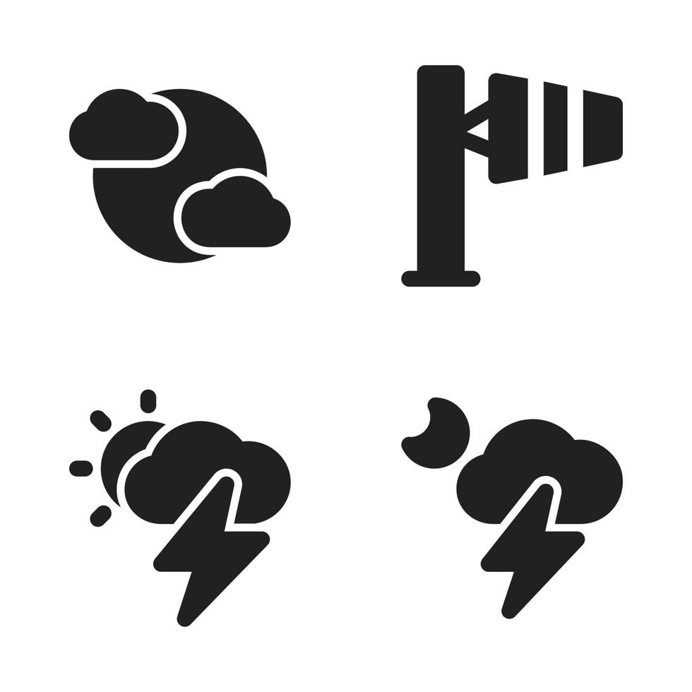 Wetter Symbole Satz. Wolke, Wind, Tag Donner, Nacht Donner. perfekt zum Webseite Handy, Mobiltelefon Anwendung, App Symbole, Präsentation, Illustration und irgendein andere Projekte vektor