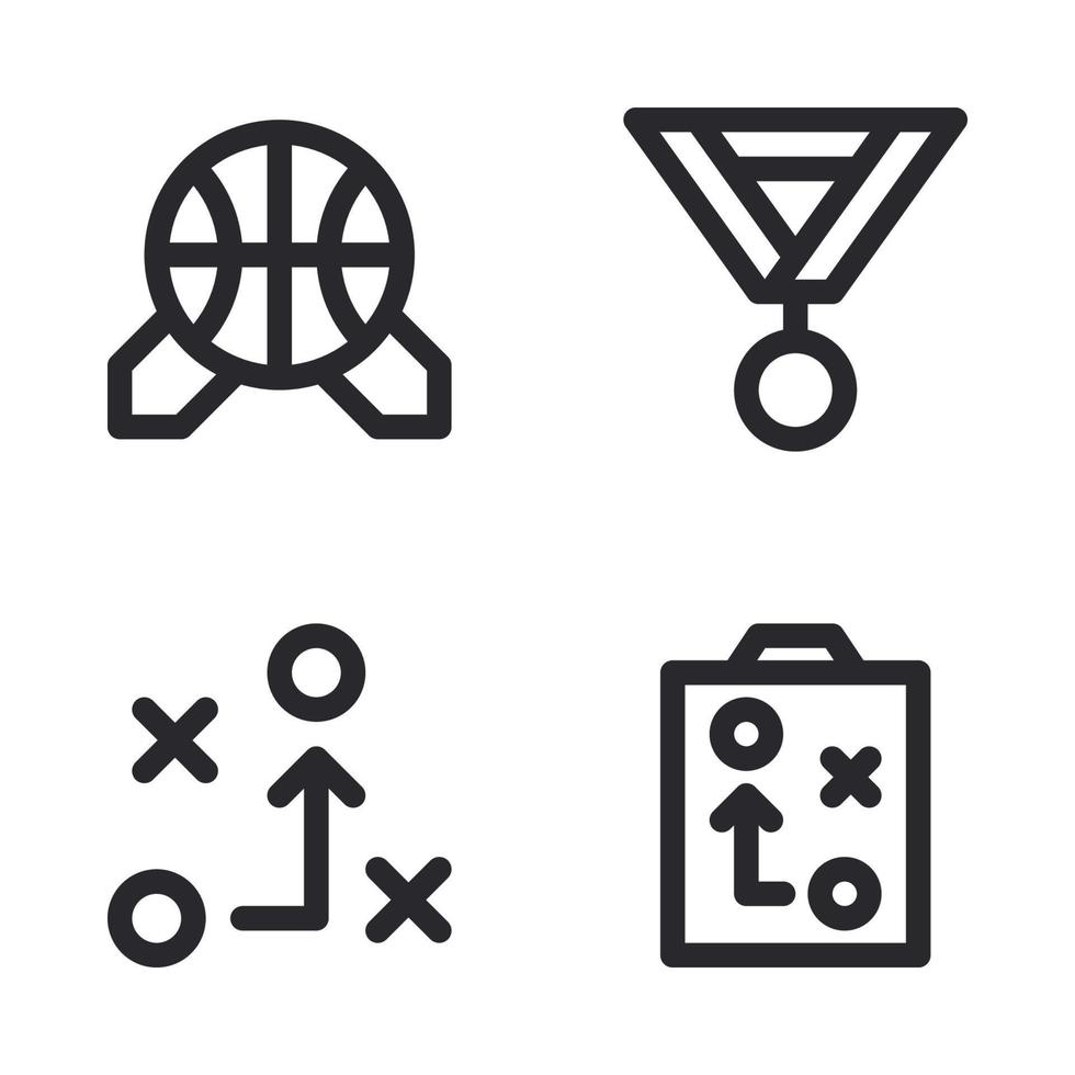 Basketball Symbole Satz. Medaille, Taktik, Zwischenablage. perfekt zum Webseite Handy, Mobiltelefon Anwendung, App Symbole, Präsentation, Illustration und irgendein andere Projekte vektor