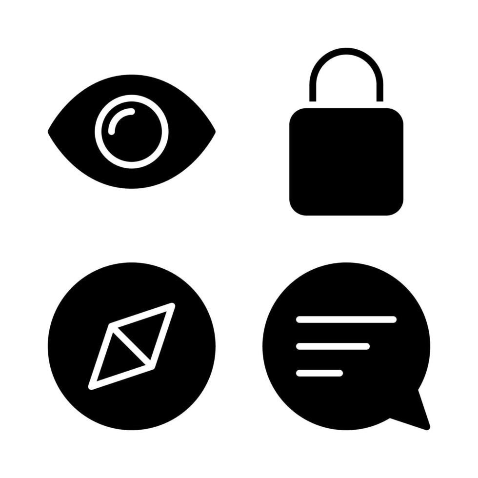 användare gränssnitt ikoner uppsättning. öga, låst, kompass, Tal bubbla. perfekt för hemsida mobil app, app ikoner, presentation, illustration och några Övrig projekt vektor
